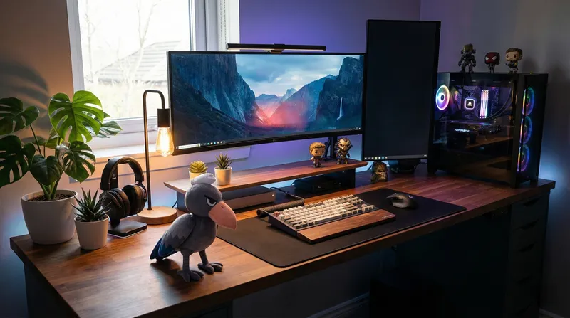 Plush on desk setup